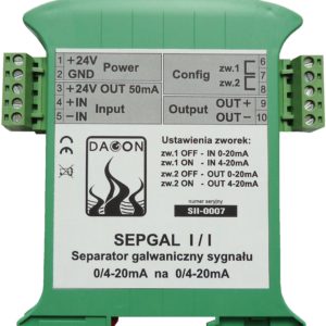 Separator Galwaniczny sygnału prądowego 0/4..20mA - SEPGAL I/I