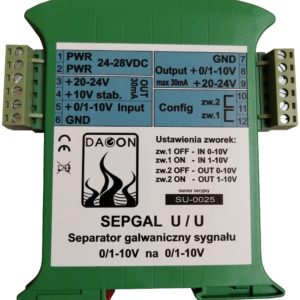 Separator Galwaniczny sygnału napięciowego 0/1-10V - SEPGAL U/U